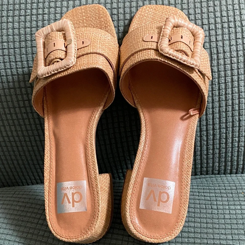 Tan New Dolce Vita Woven Slide Sandals Size 7.5
